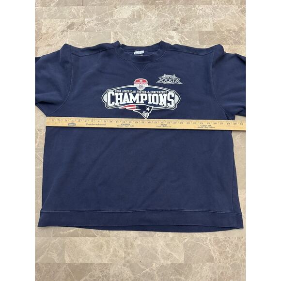 Vintage NFL New England Patriots Sweatshirt Large Blue 2004 AFC Champions - Picture 6 of 11